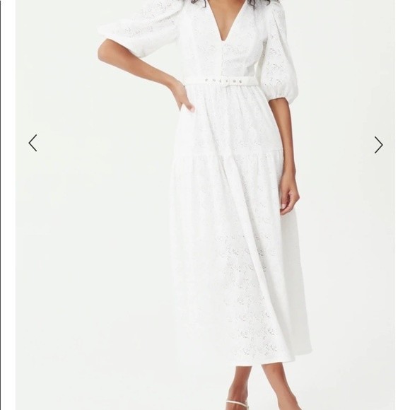 Nicholas Cellie Cotton Featherington Eyelet White Dress Size 2 - Picture 5 of 12